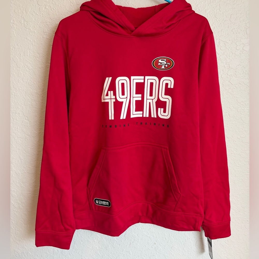 NWT San Francisco 49er NFL Official Combine Red Pullover Hoodie - Youth XL 18/20